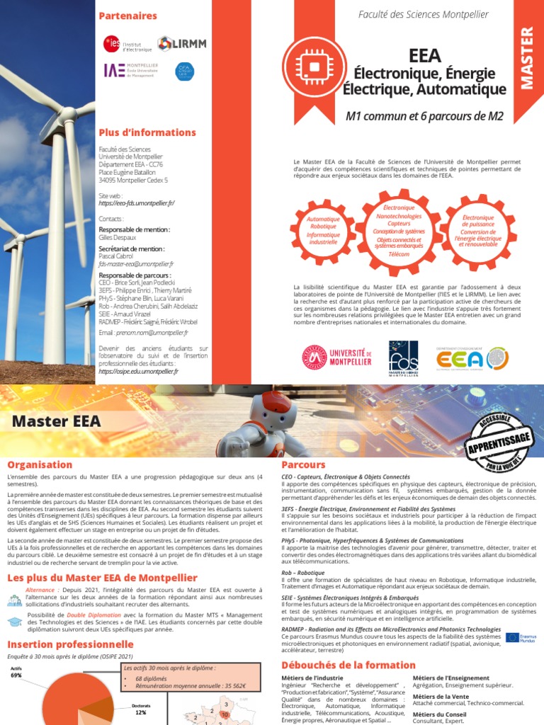 Master EEA Formation et Débouchés PDF Électronique Robotique — free download