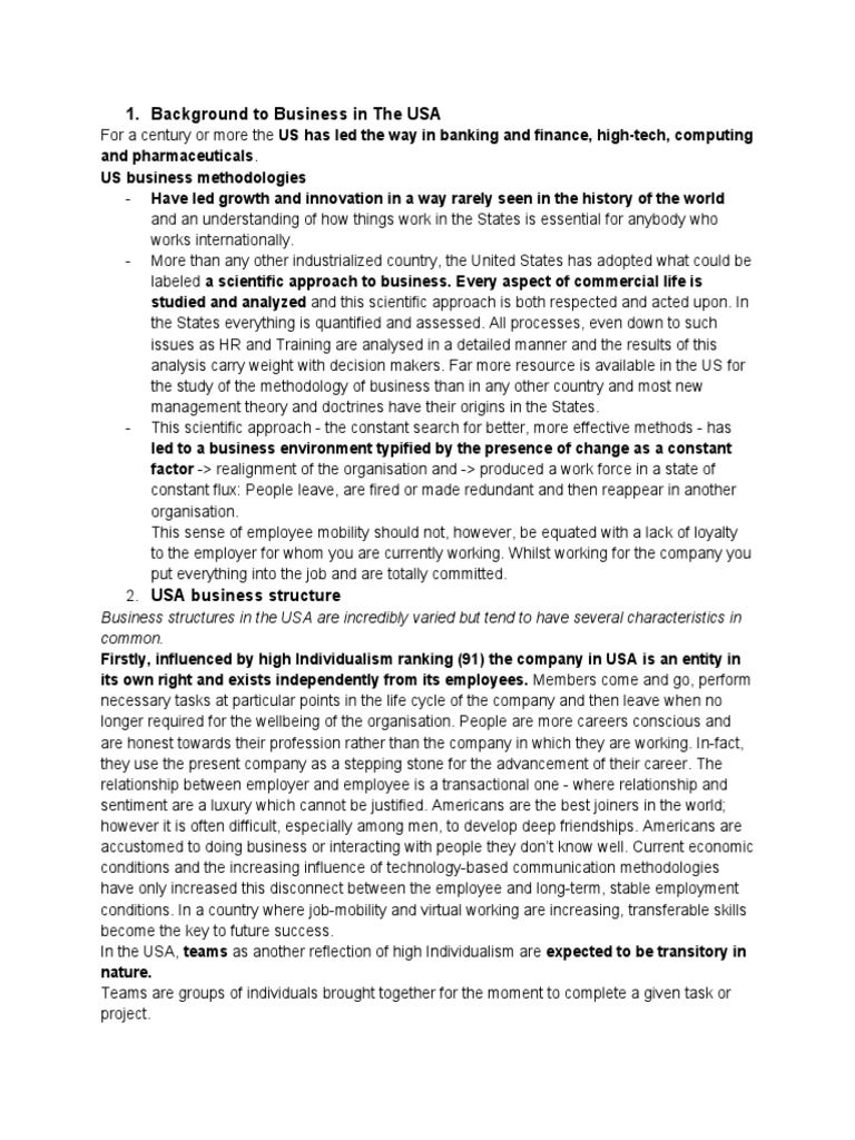 American Business Culture Pdf Economies