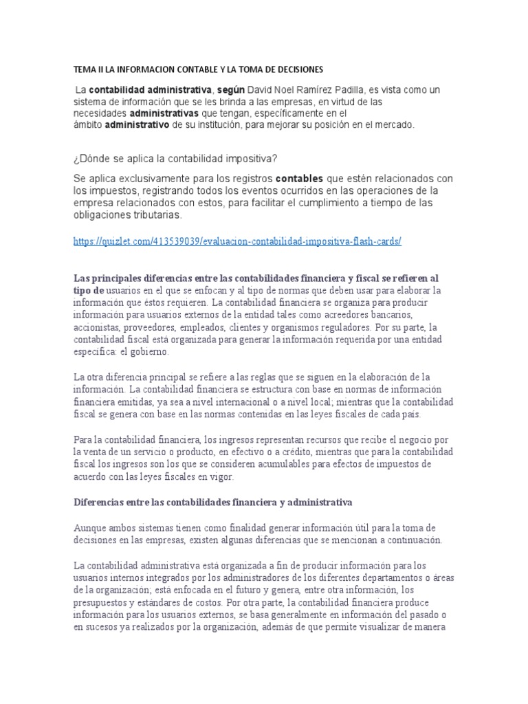 Tema II La Informacion Contable y La Toma de Decisiones 11 | Descargar ...