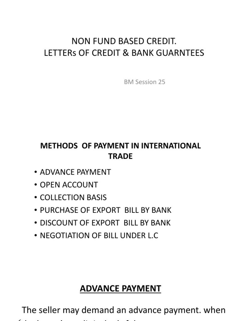 Session. 25. Letters of Credit and Bank Guarantees | PDF