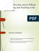 Cultural Diversity Effects on Learning Teaching Classrooms