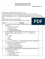 Class XII Home Science Sample Question Paper