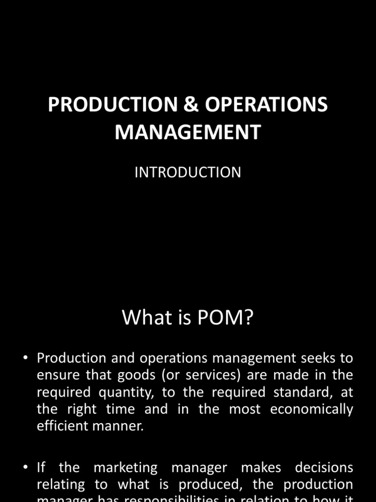 POM Intro Major Decisions PDF Tertiary Sector Of The Economy