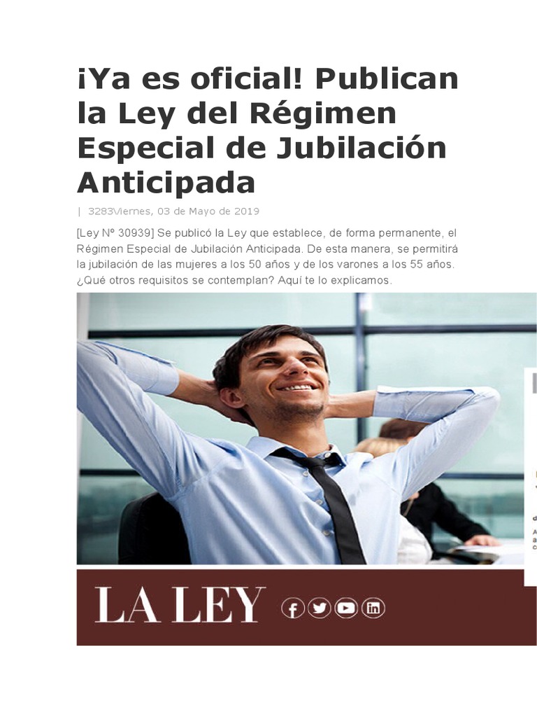 Ley de Jubilación Anticipada | PDF | Jubilación | Pensión