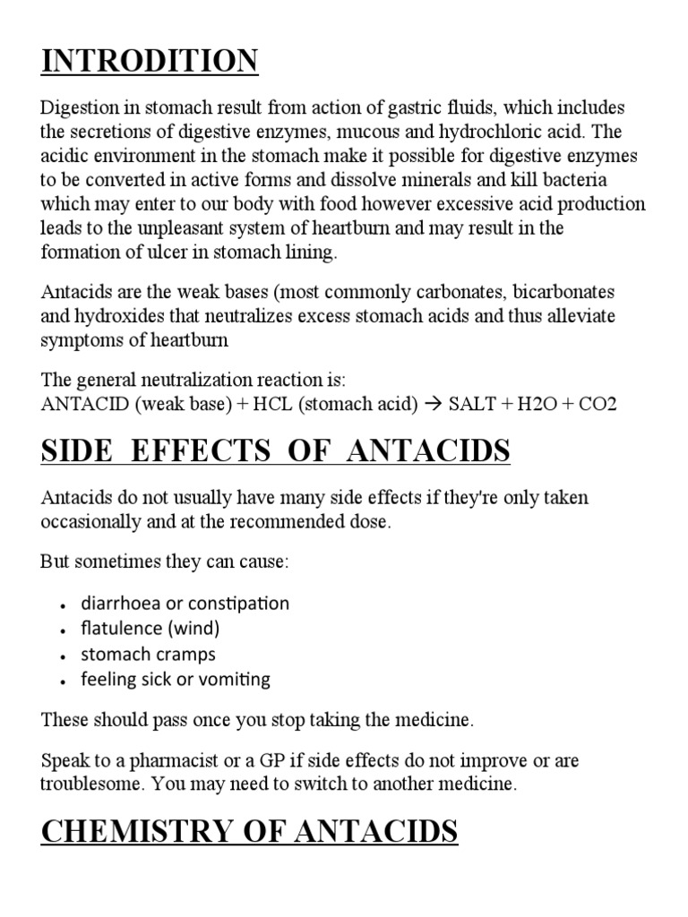 Antacids PDF Hydrochloric Acid Acid