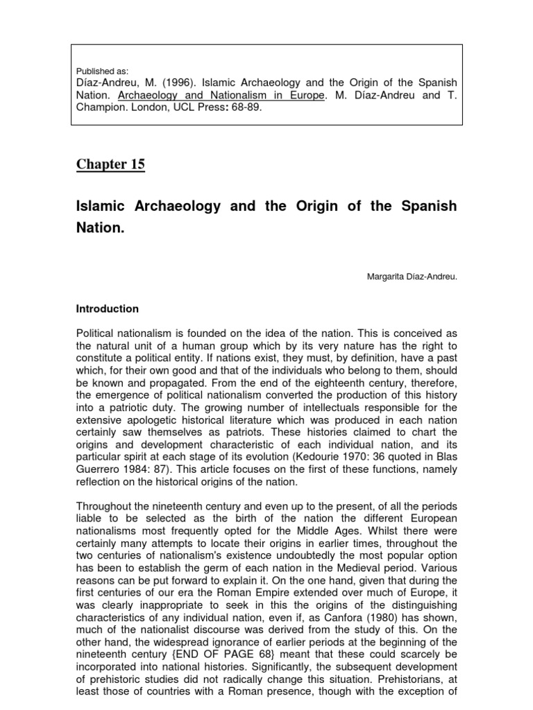 1996 Islamic Archaeology DiazAndreu PDF Spain Nationalism