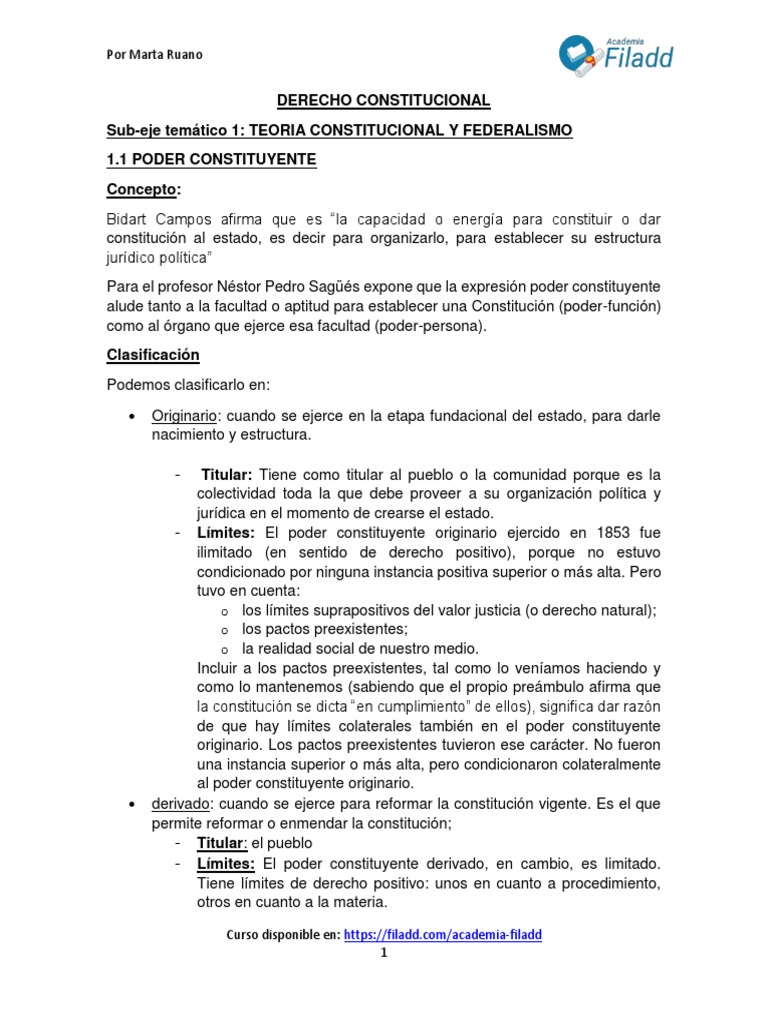 Poder Constituyente y Reforma Constitucional | PDF | Constitución ...