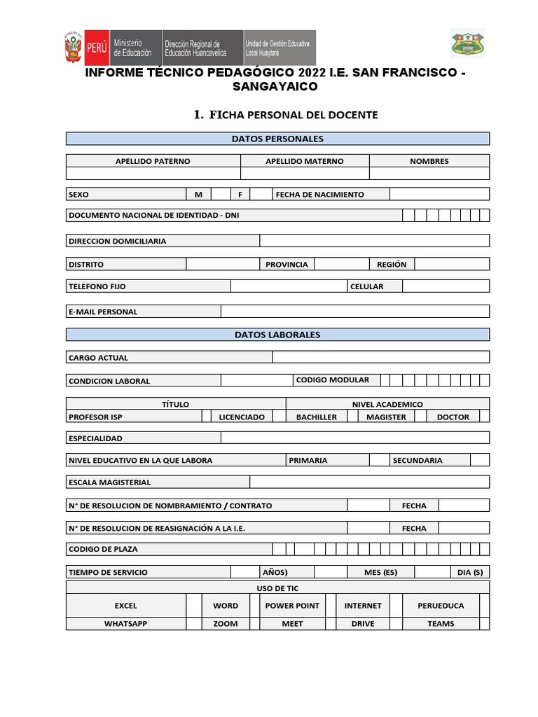 Informe Tecnico Pedagogico Ie SF 2022 | PDF | Aprendizaje | Maestros