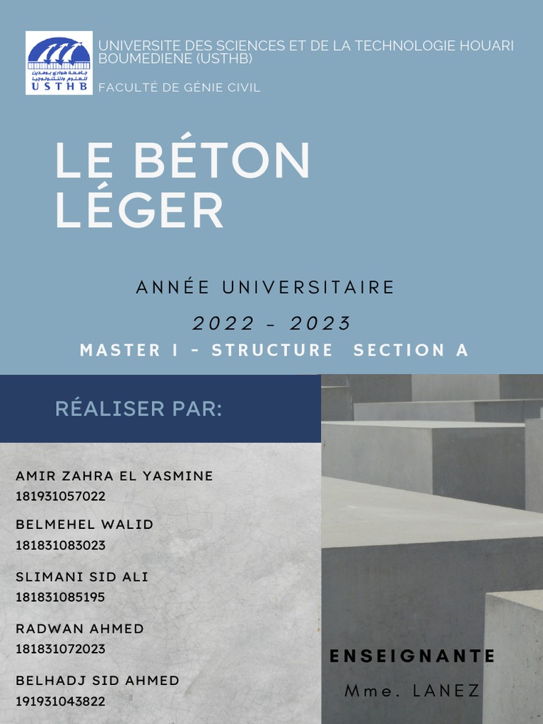 Béton léger : caractéristiques et usages | PDF | Béton | Ciment