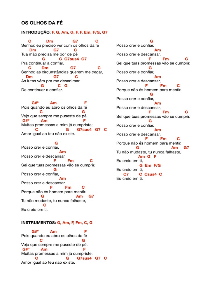 Os Olhos Da Fé Cifra Pdf