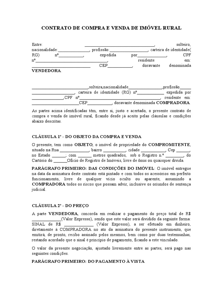 Contrato de Compra e Venda Rural | PDF | Direito Privado | Justiça