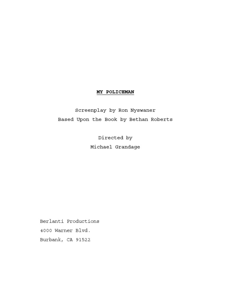 My Policeman Shooting Script For Approval Edited2 | PDF