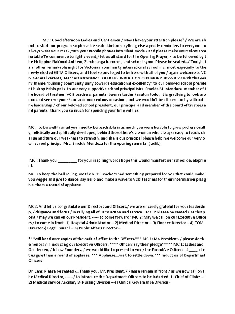 Induction Program Script Pdf Health Care