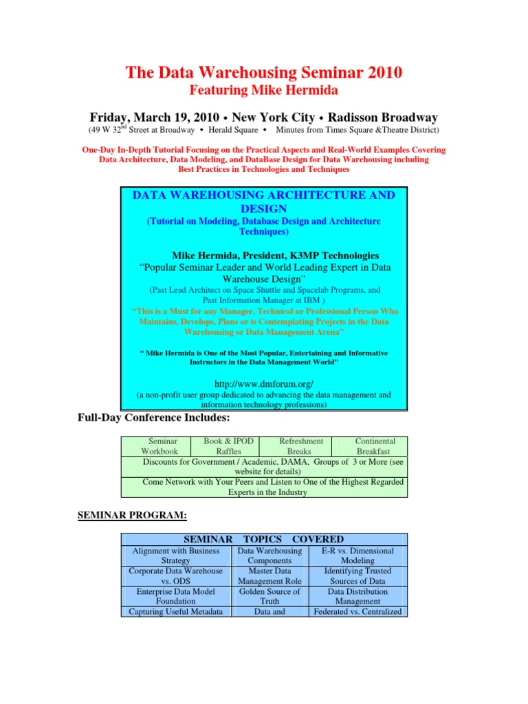 Seminar NYC | PDF | Data Warehouse | Databases