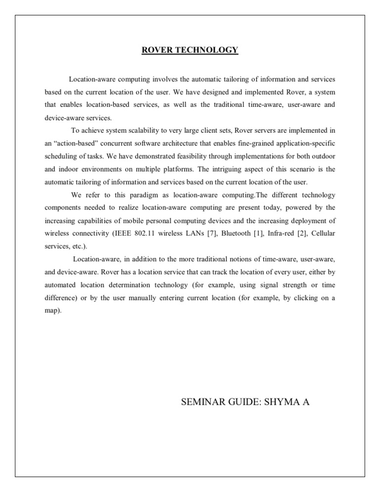 Rover Tech Final | PDF