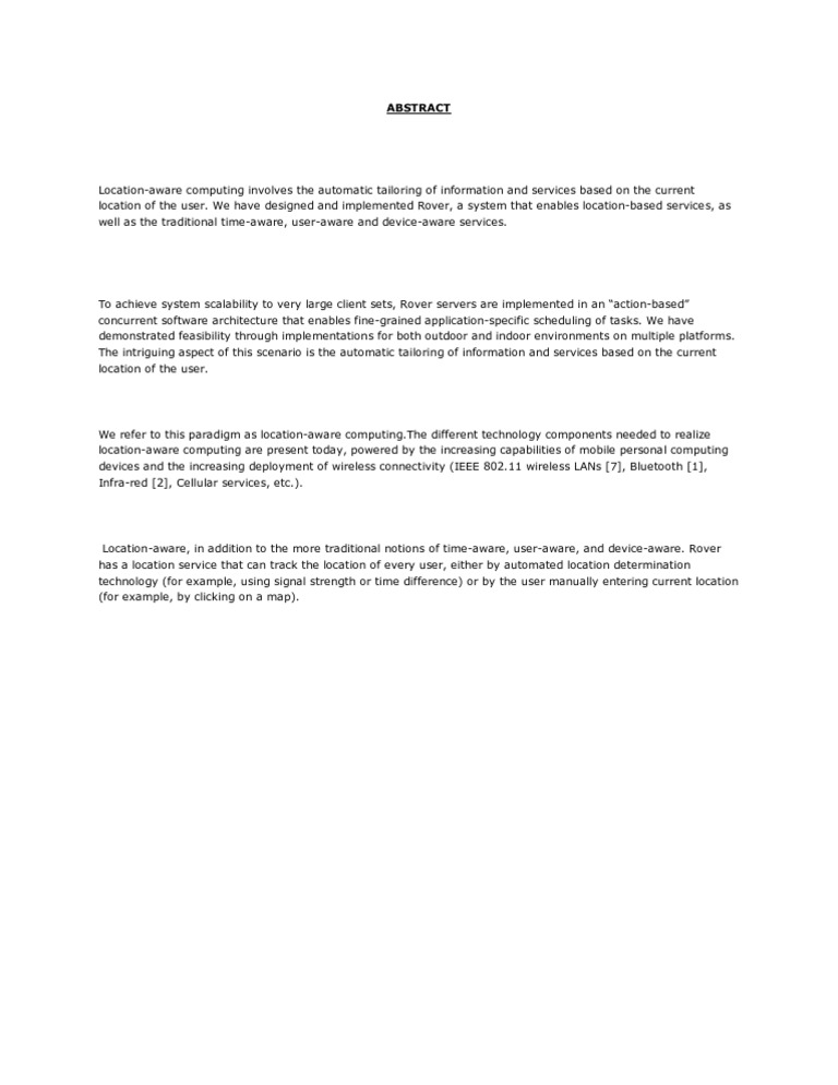 Rover Technology Abstract 2 Planetary rovers enable good sample selection and retrieval for mars sample return missions. scribd