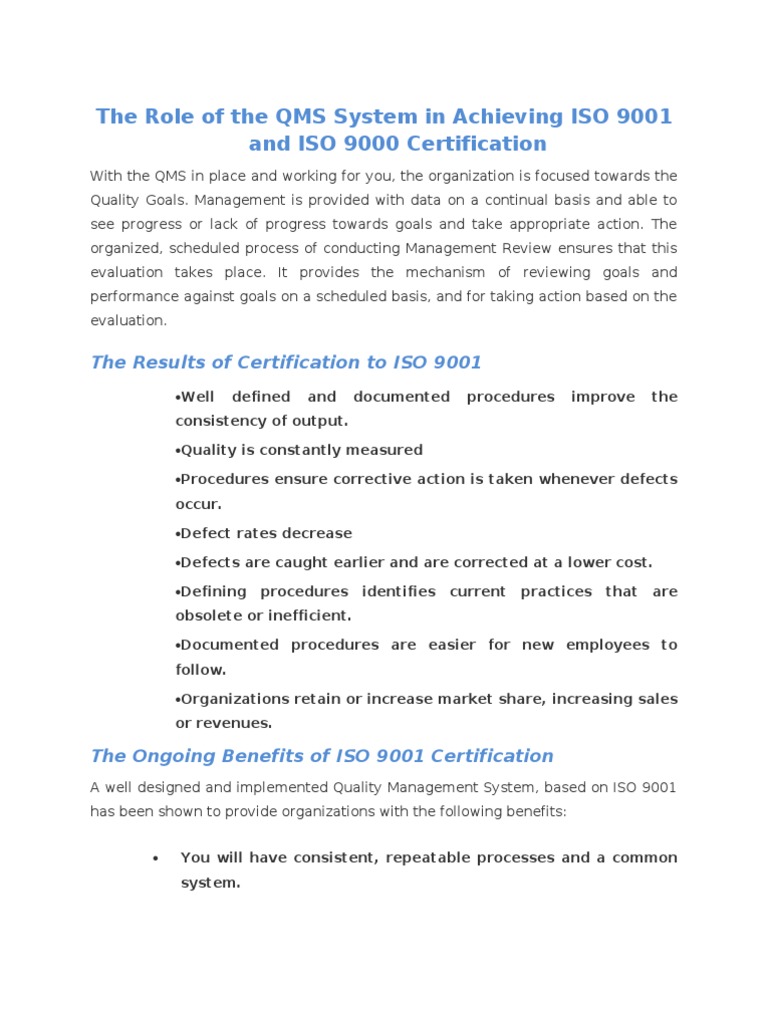 A List of Benefits of Getting ISO Certification For ISO 9001 | PDF