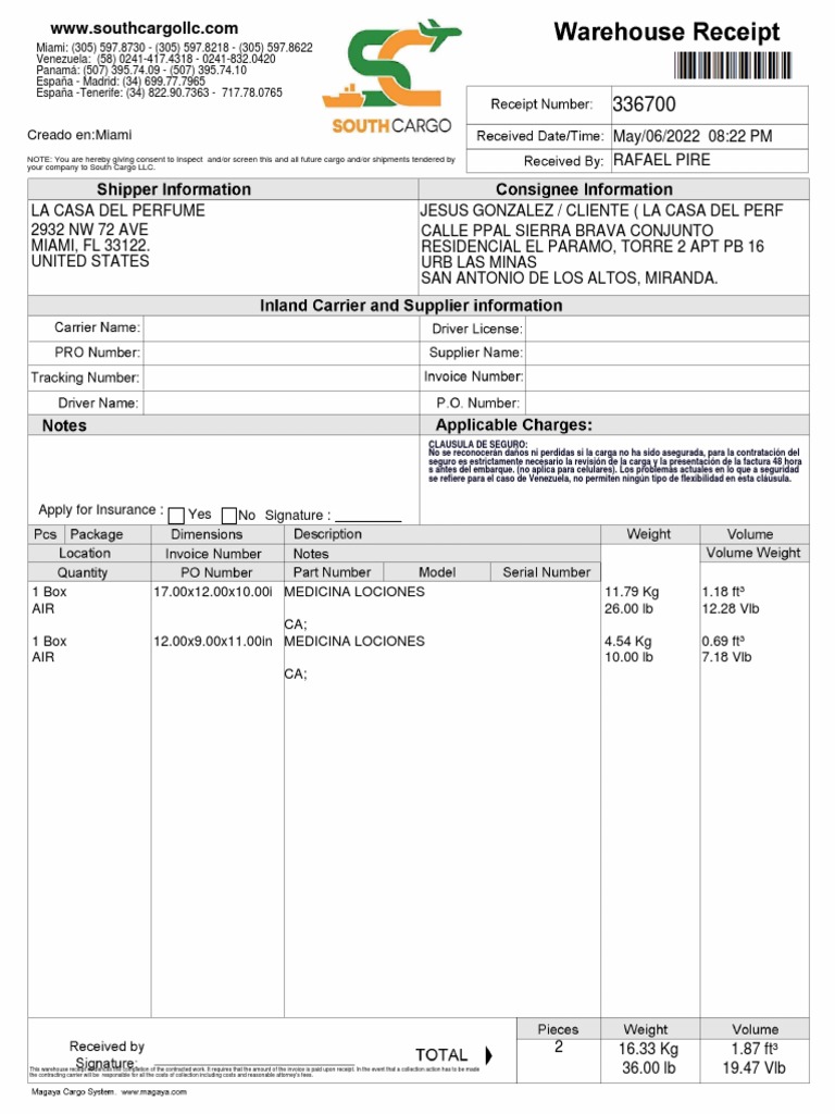 Warehouse Receipts (336700) | PDF