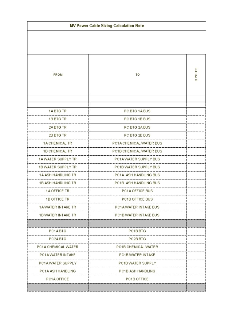 MV Power Cable Sizing Calculation Note From TO PDF Pumping Station