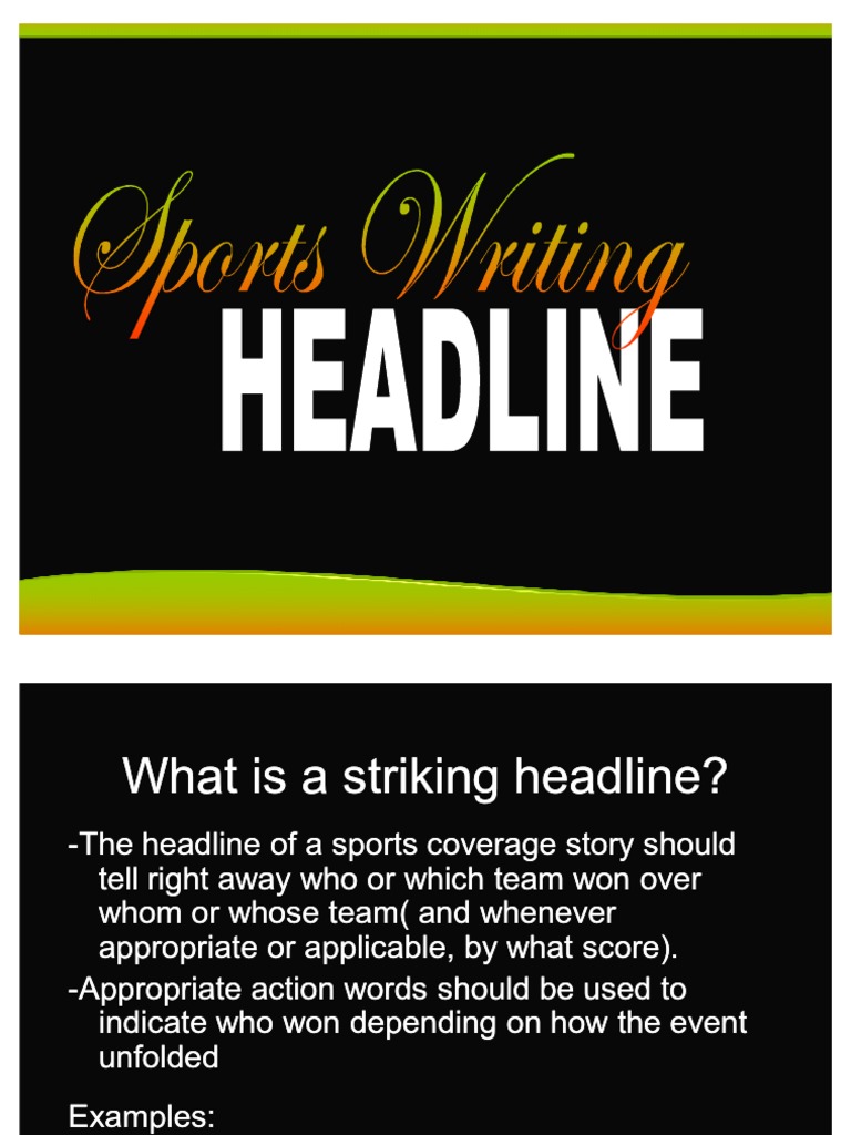 Sports Writing Headline