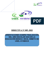 Directiva sobre finalización del año escolar 2022 en educación básica en Ayabaca