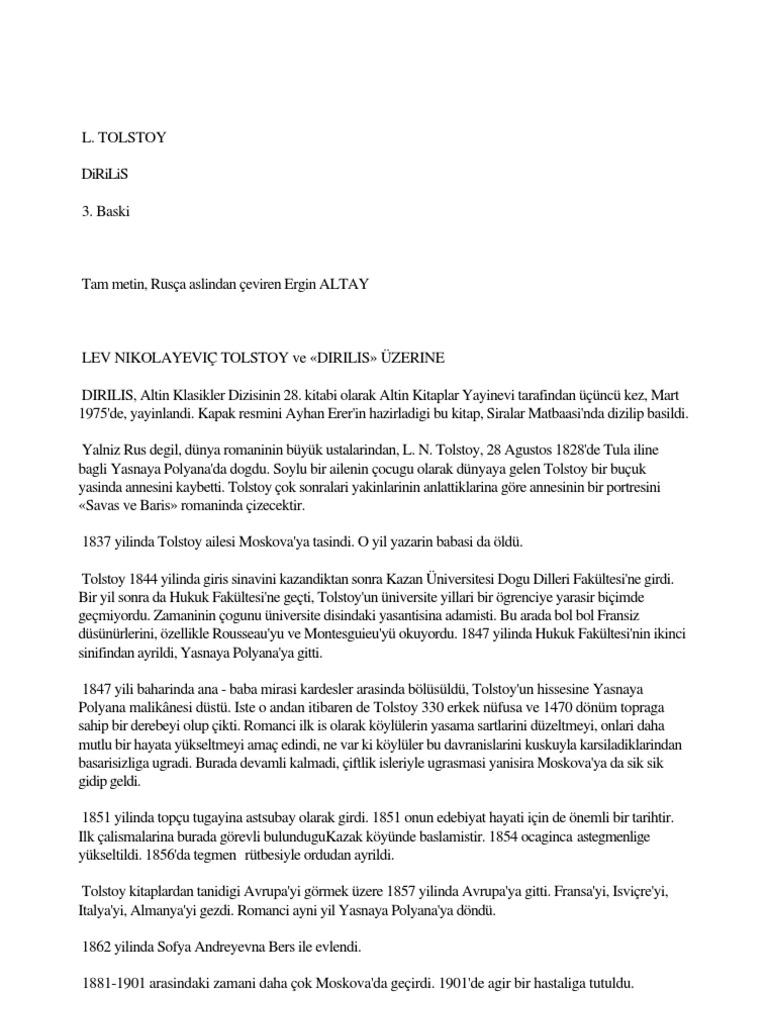 Tolstoy Dirilis PDF 