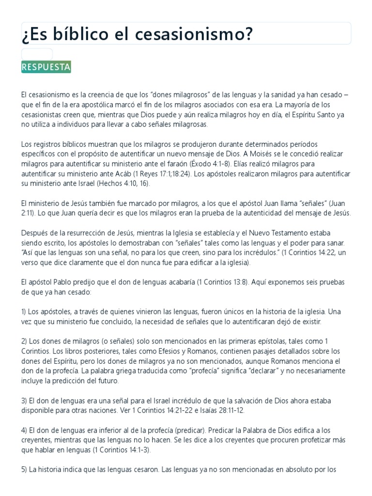 ¿Cesaron los dones milagrosos? | PDF | Profecía | Primera epístola a ...