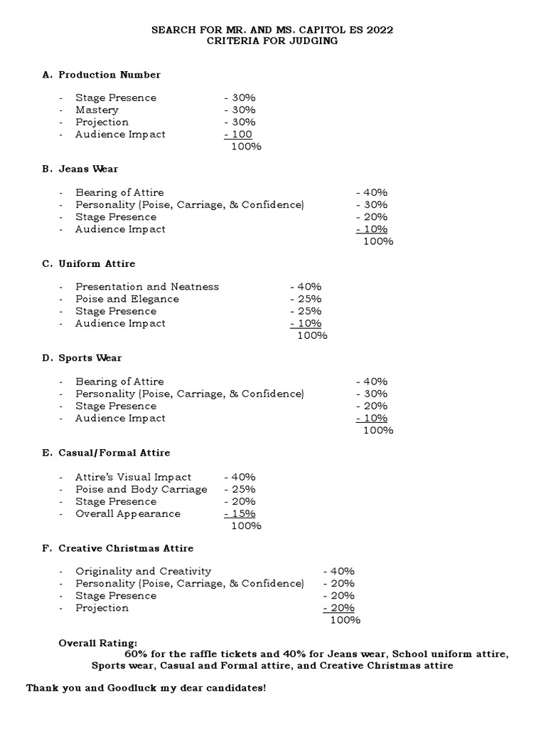 Criteria For Judging | PDF
