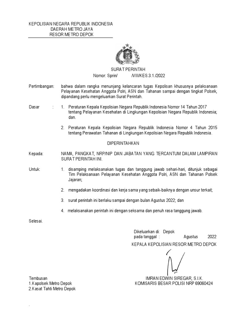 Sprin Kunjungan Tahanan | PDF