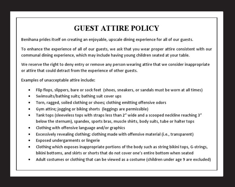 benihana dress code Staff Benihana Restaurant' Dress Code |