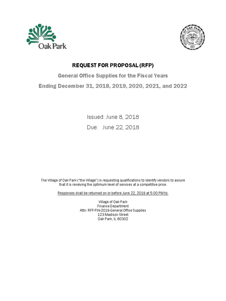 General Office Supplies For The Fiscal Years Ending December 31, 2018 ...