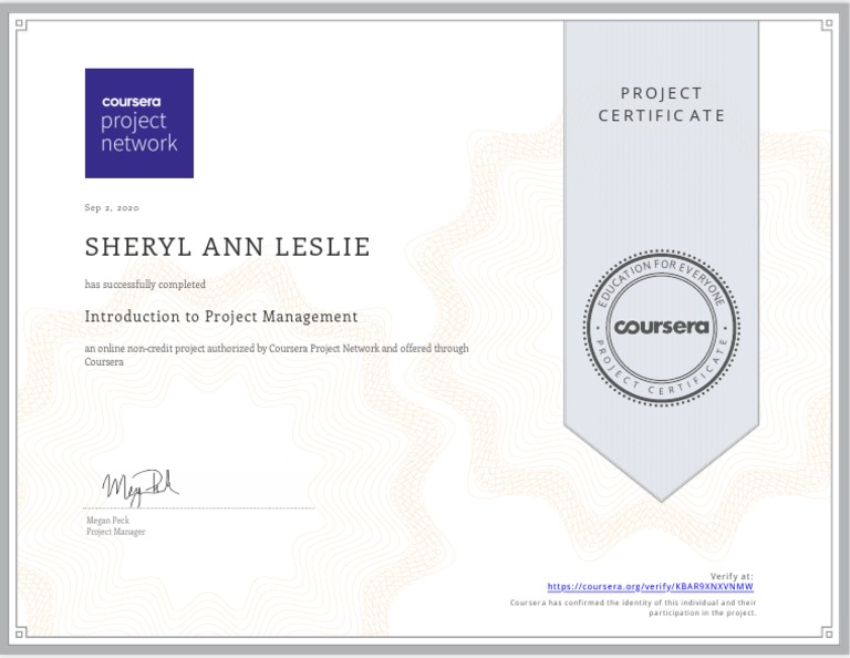 Coursera Project Management Certificate | PDF