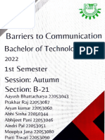 Barriers To Communication: Bachelor of Technology