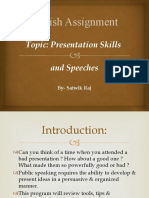 English Assignment: Topic: Presentation Skills and Speeches