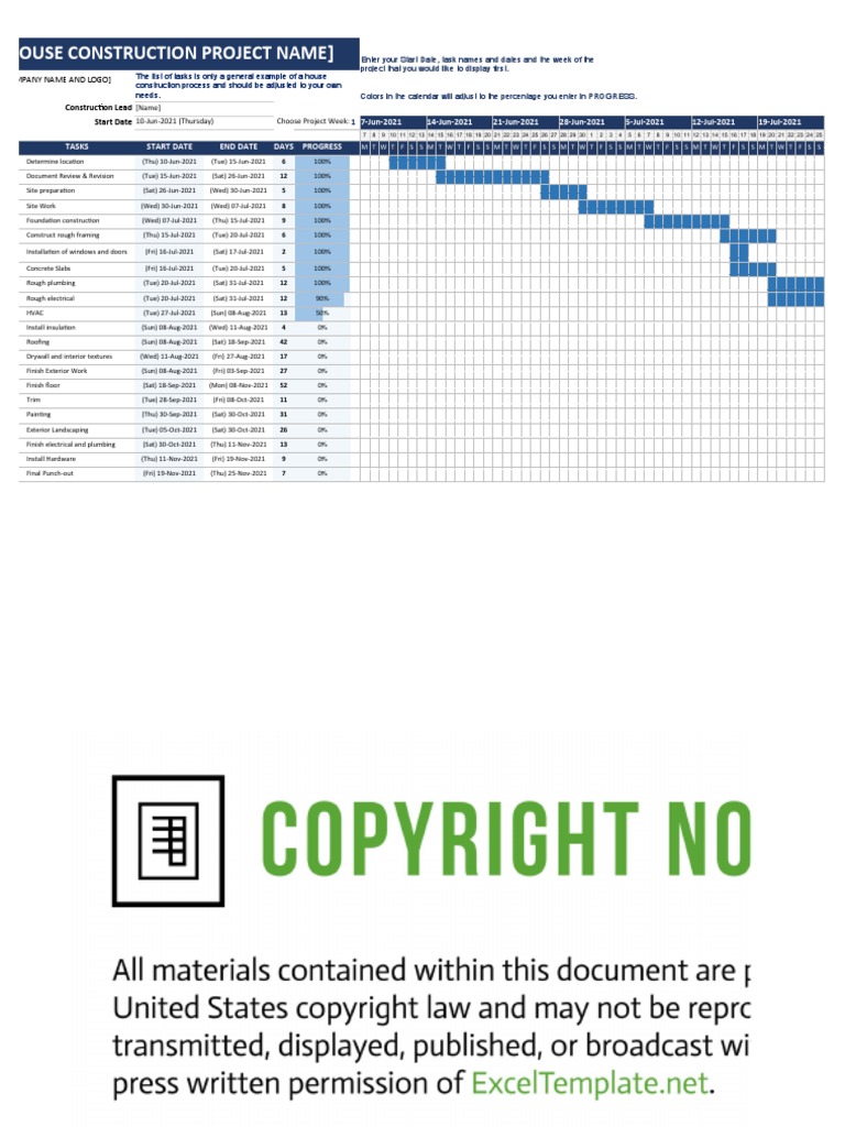 House Construction Gantt Chart Example | PDF | Building Materials ...