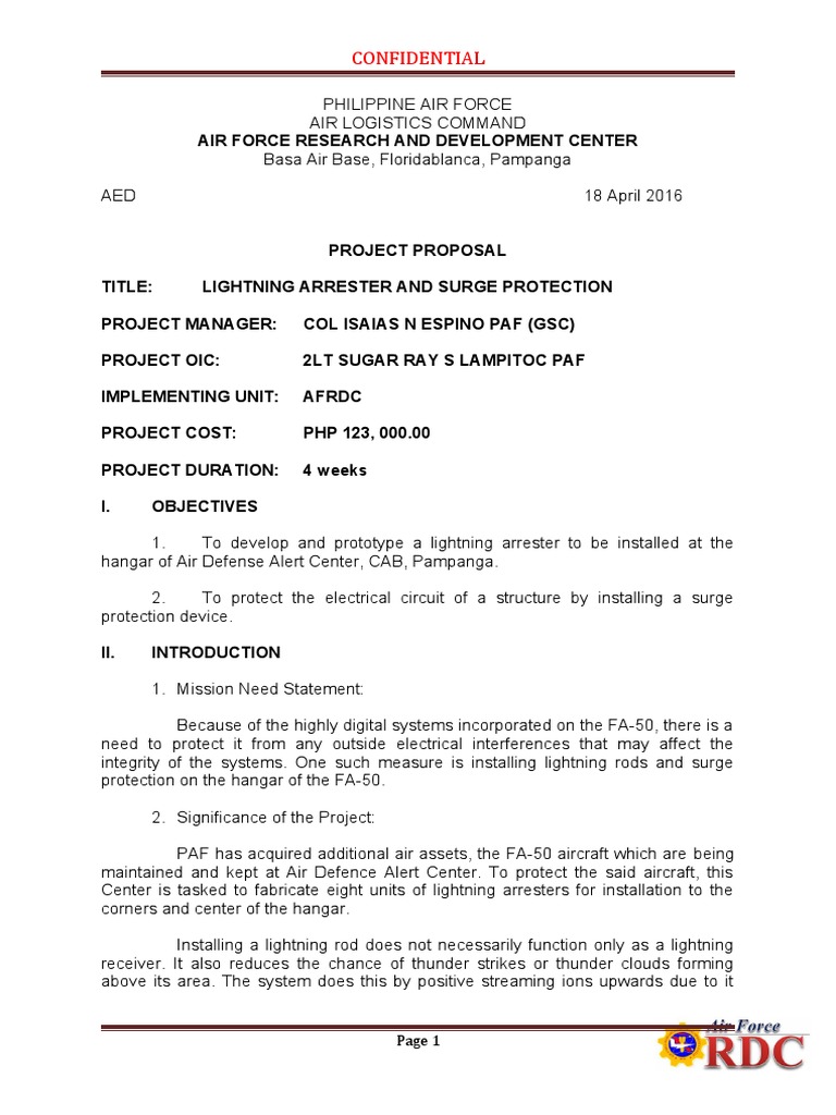 Project Proposal Sample Format | Download Free PDF | Lightning | Wire