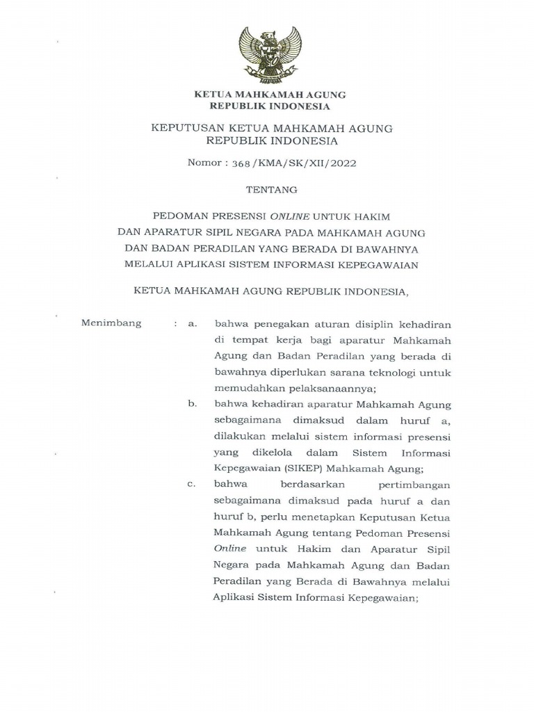 Sk Kma Nomor 368 Kma Sk Xii 2022 Pdf