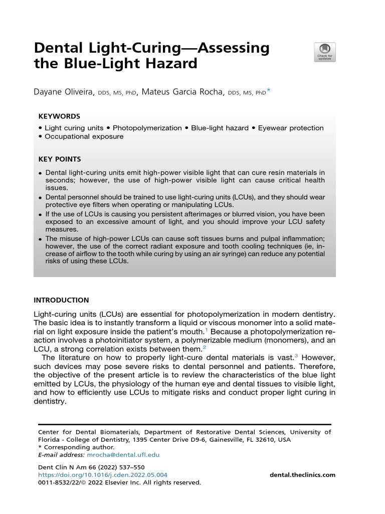 Dental Blue Light Safety Guide | PDF | Retina | Laser