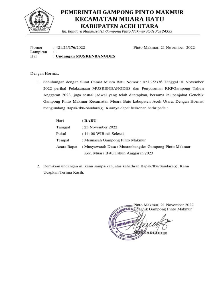 Undangan Musrenbang | PDF