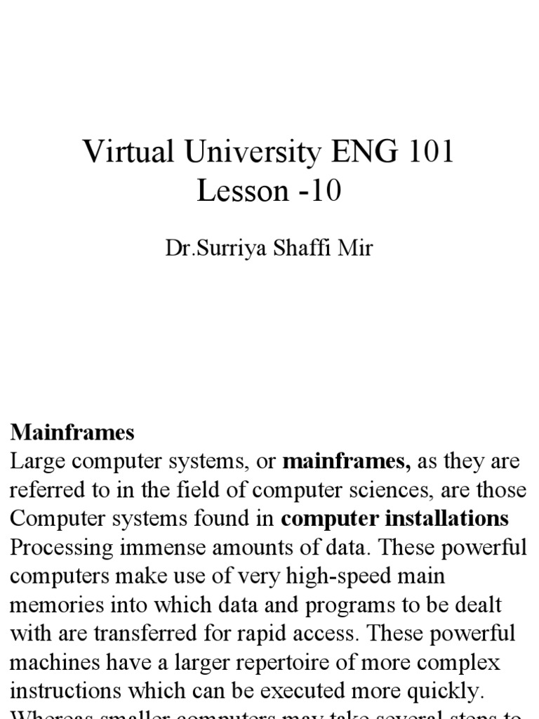 Lesson 10 | PDF | Data | Mainframe Computer