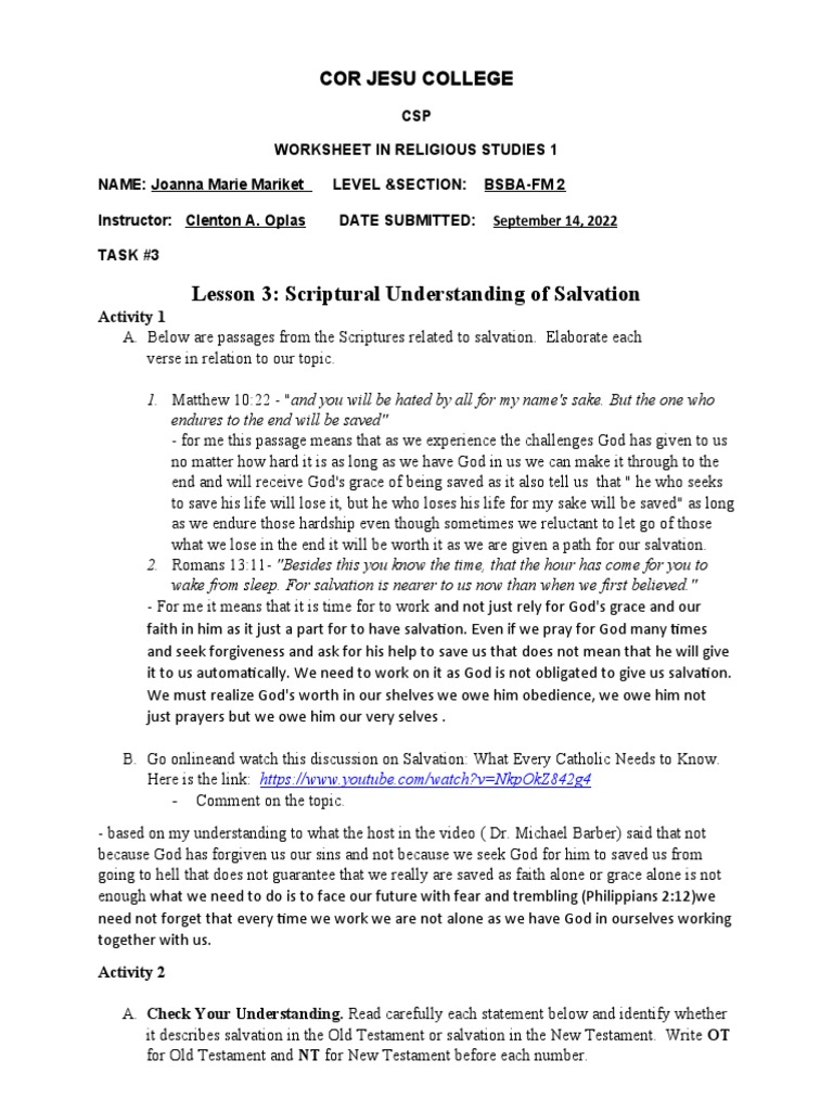 Understanding Salvation in Scripture | PDF | Salvation | Deliverance ...