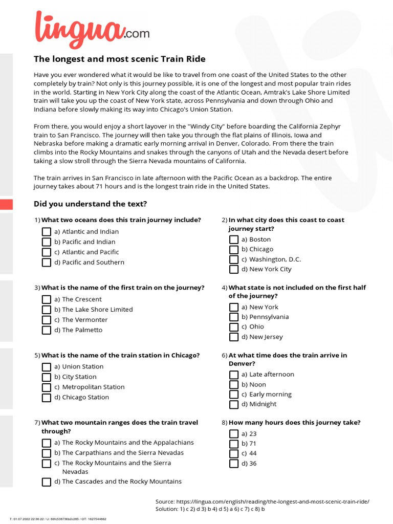 B2 The Longest and Most Scenic Train Ride | PDF