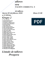 Tema: Alimentación Correcta. Y. Tradicional. Fecha de Inició de Talleres. Jueves 01 de Febrero 2018 Hora 11:00 A 13:00 Hrs