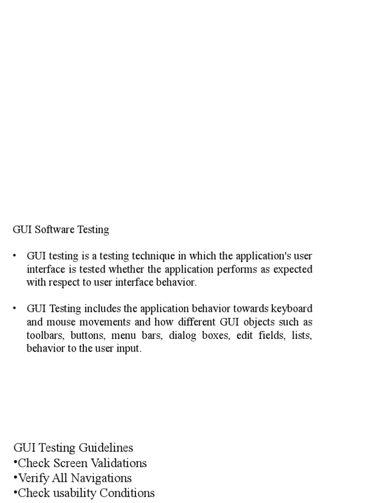 GUI Testing | PDF | Software Testing | Graphical User Interfaces