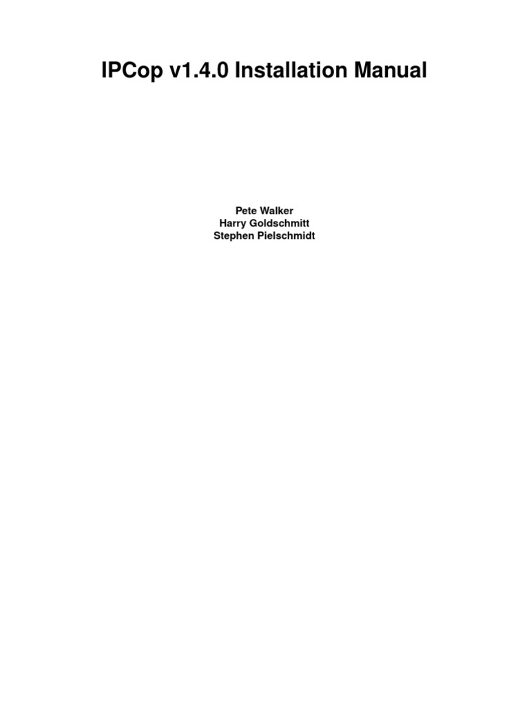 IPCop v1.4.0 Installation Manual | PDF