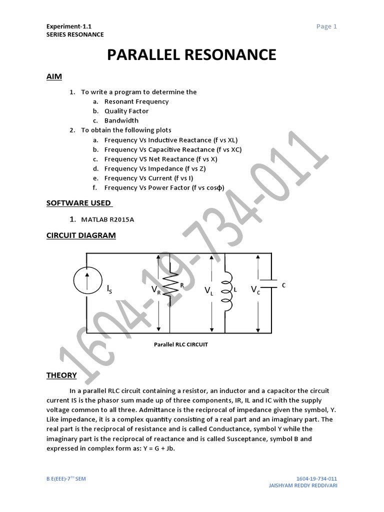 Series Resonance PDF Electrical Impedance Resonance