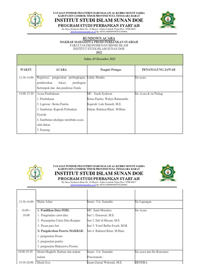 Rundown Makrab FEBI Ok | PDF