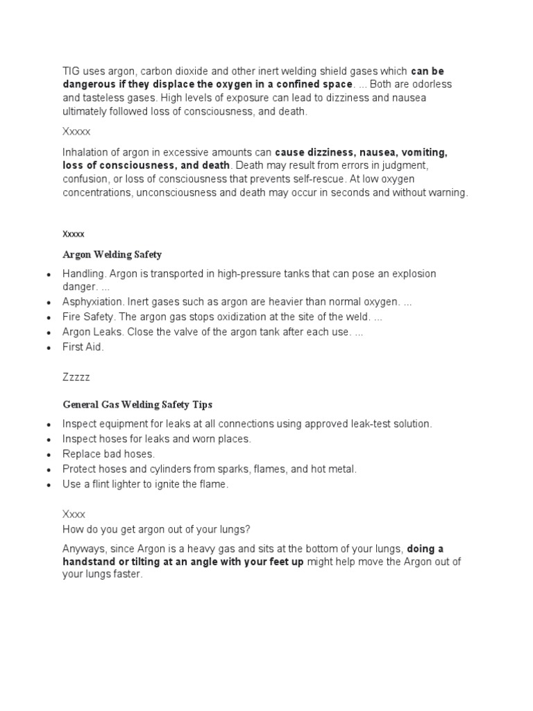 Dangers of Argon Gas Welding and Proper Safety Handling PDF Argon Oxygen