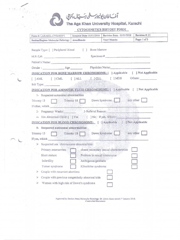 Cytogenetics History Form | PDF