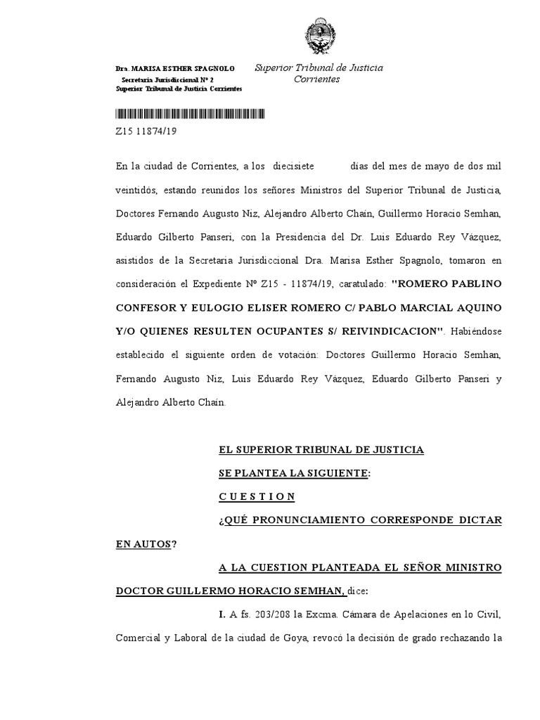 STJ Corrientes Nulidad Procesal Absoluta | PDF | Sentencia (ley